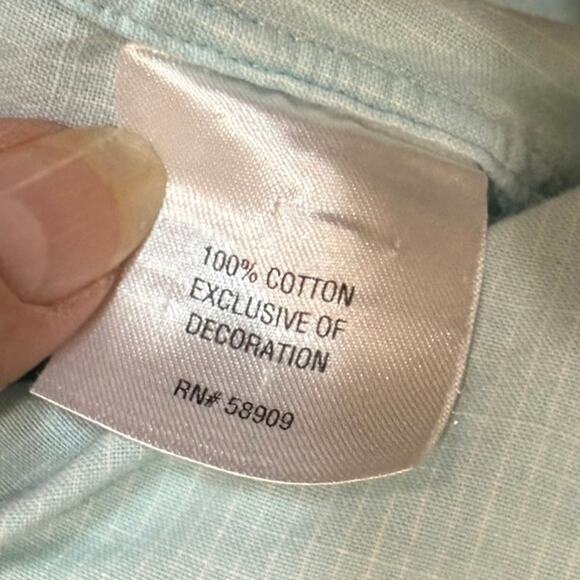 Cremieux Classic XL mens dress shirt long sleeved light blue-green cotton - Picture 6 of 7